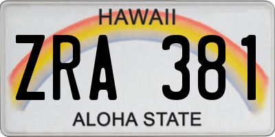 HI license plate ZRA381