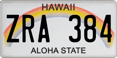 HI license plate ZRA384