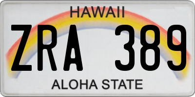 HI license plate ZRA389
