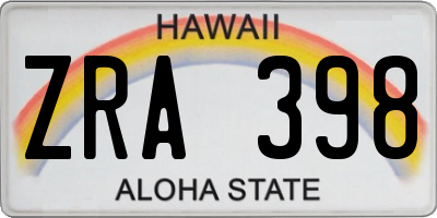 HI license plate ZRA398