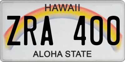 HI license plate ZRA400