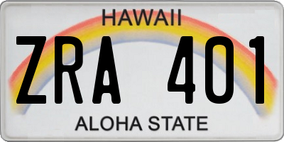 HI license plate ZRA401