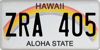 HI license plate ZRA405