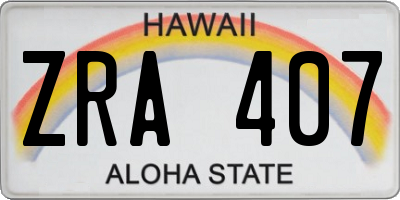 HI license plate ZRA407