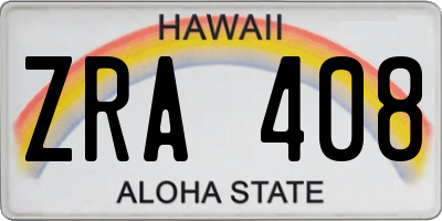 HI license plate ZRA408