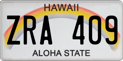 HI license plate ZRA409