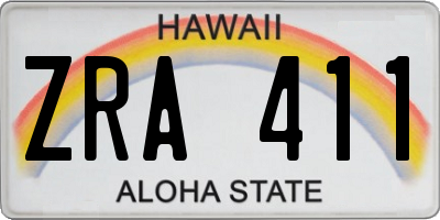 HI license plate ZRA411