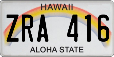 HI license plate ZRA416