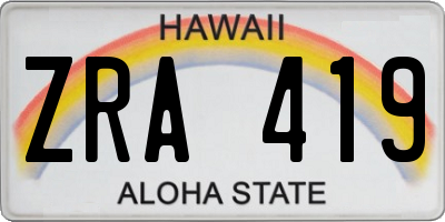 HI license plate ZRA419