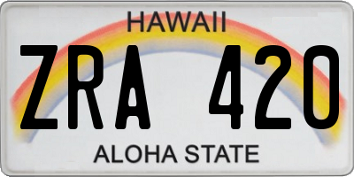 HI license plate ZRA420