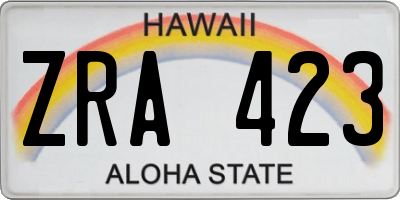 HI license plate ZRA423