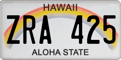 HI license plate ZRA425