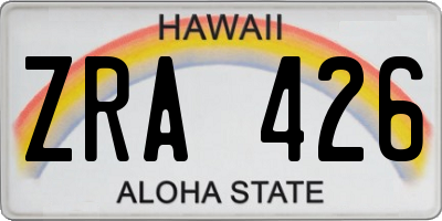 HI license plate ZRA426