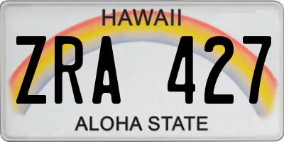 HI license plate ZRA427