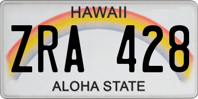 HI license plate ZRA428