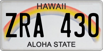 HI license plate ZRA430