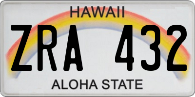 HI license plate ZRA432