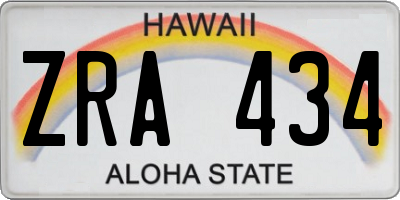 HI license plate ZRA434