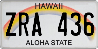 HI license plate ZRA436