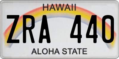 HI license plate ZRA440