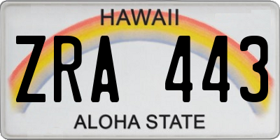 HI license plate ZRA443