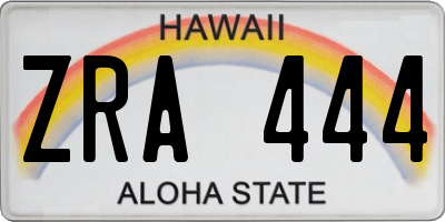 HI license plate ZRA444
