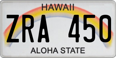 HI license plate ZRA450