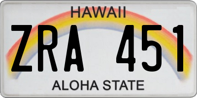 HI license plate ZRA451