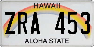 HI license plate ZRA453