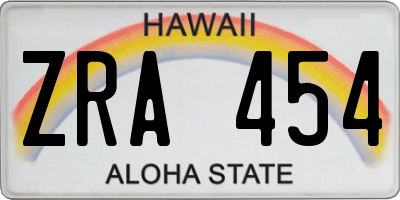 HI license plate ZRA454