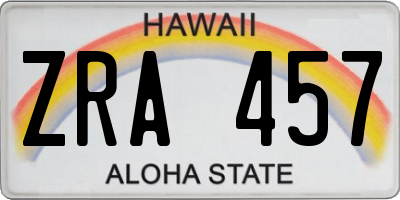 HI license plate ZRA457