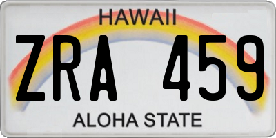 HI license plate ZRA459