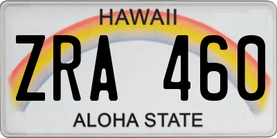 HI license plate ZRA460