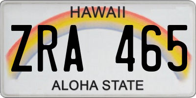 HI license plate ZRA465