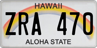 HI license plate ZRA470