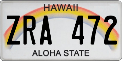 HI license plate ZRA472
