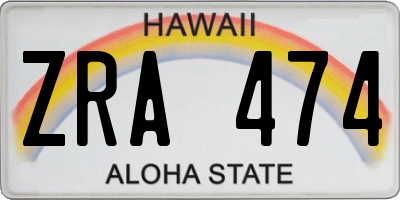 HI license plate ZRA474