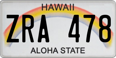 HI license plate ZRA478