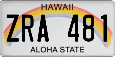HI license plate ZRA481
