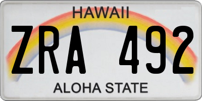 HI license plate ZRA492