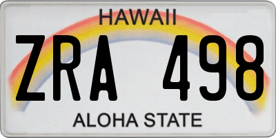 HI license plate ZRA498
