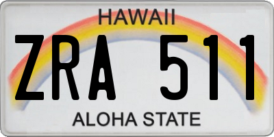 HI license plate ZRA511