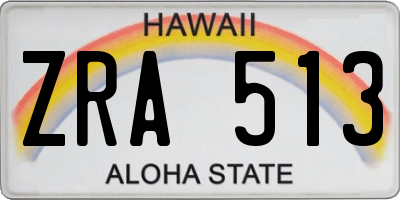 HI license plate ZRA513
