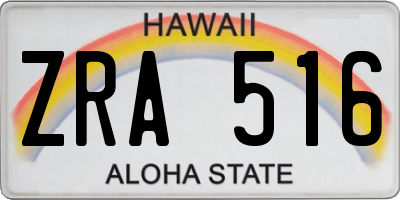 HI license plate ZRA516