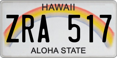HI license plate ZRA517