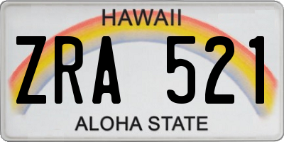 HI license plate ZRA521