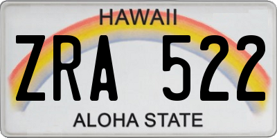 HI license plate ZRA522