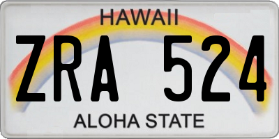 HI license plate ZRA524