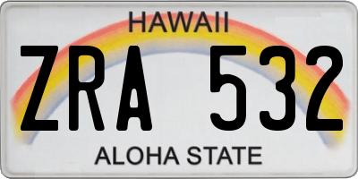 HI license plate ZRA532