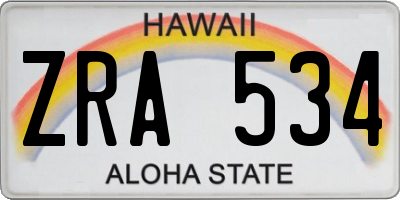 HI license plate ZRA534